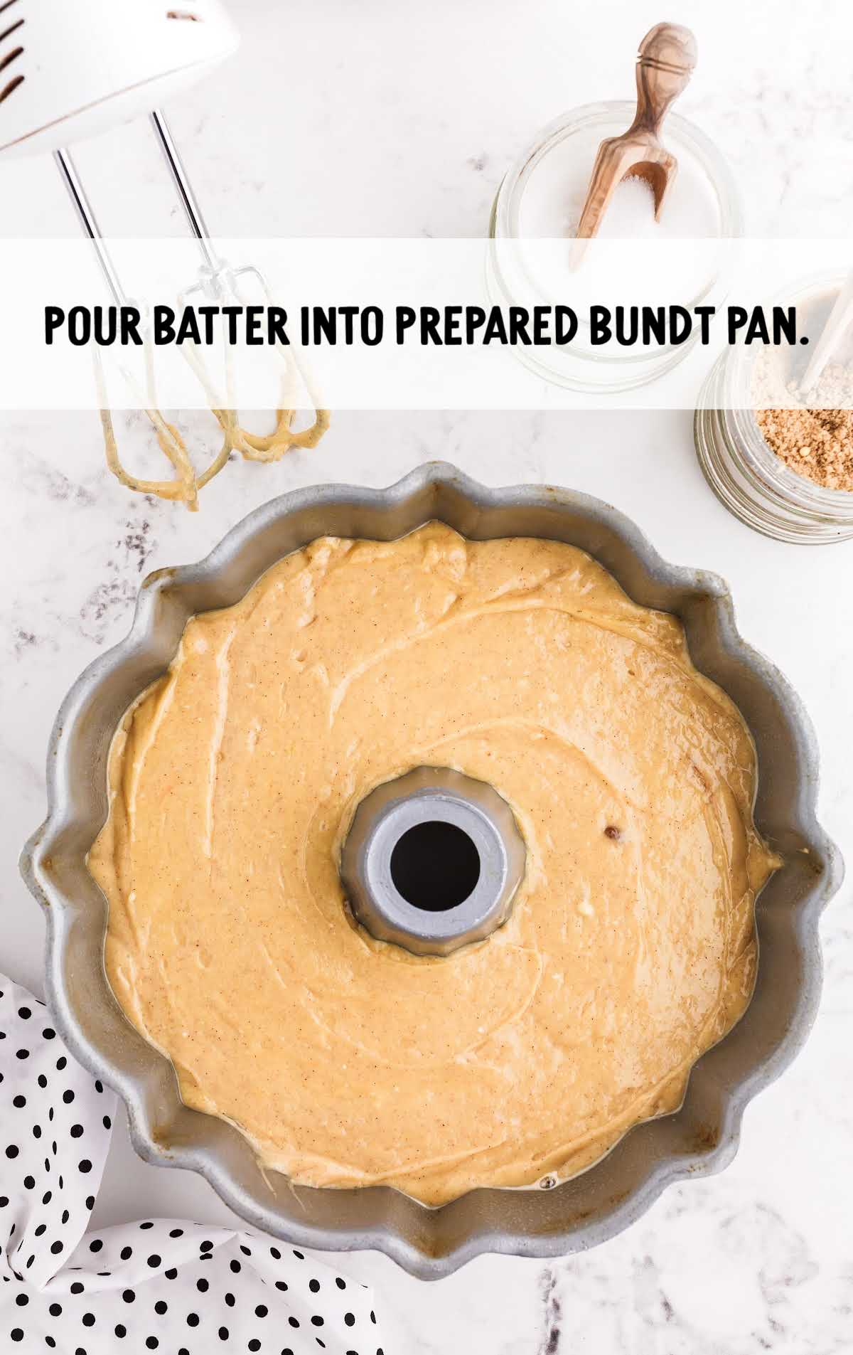 batter poured into the bundt pan