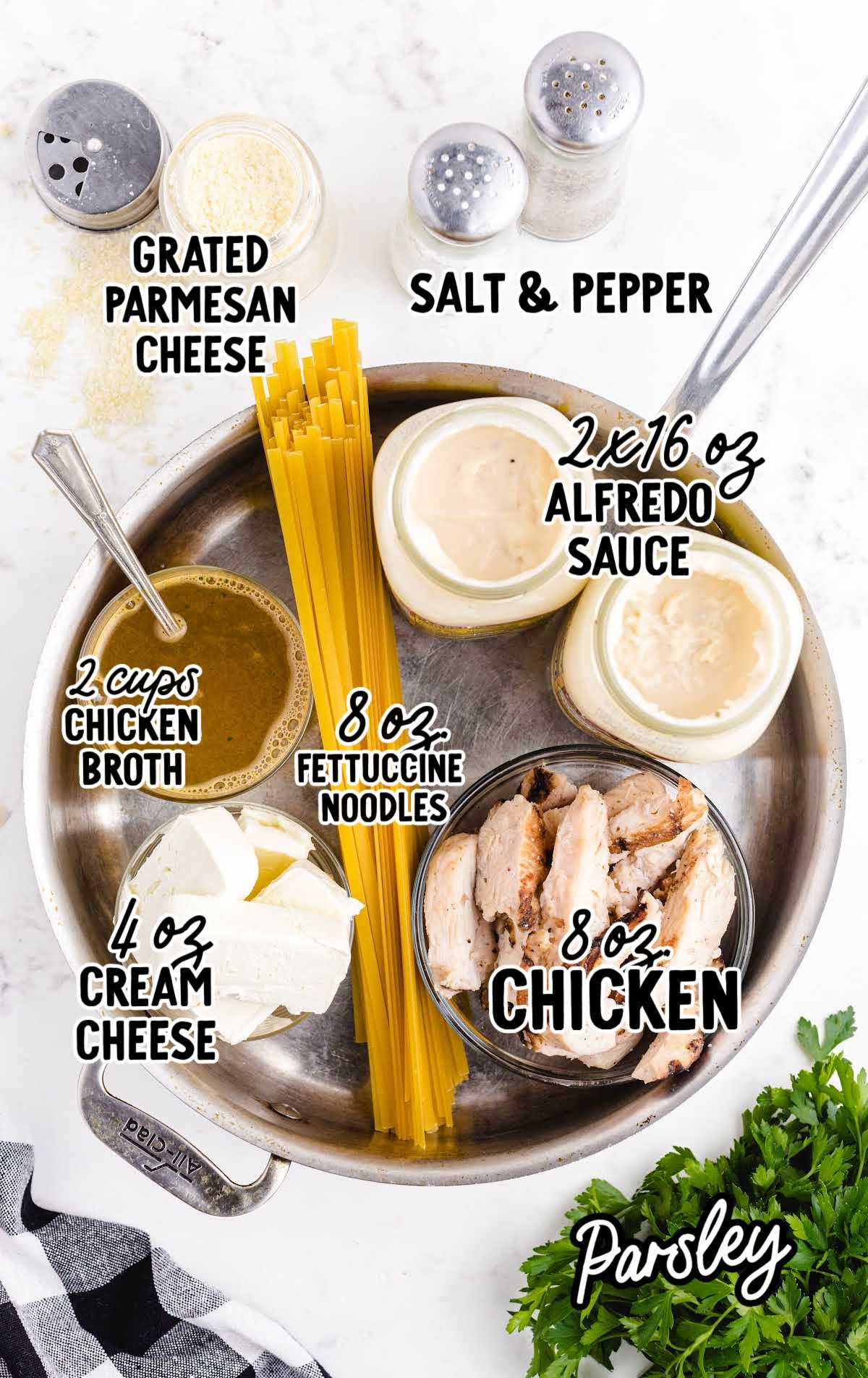 Creamy Italian Chicken with Pasta raw ingredients that are labeled