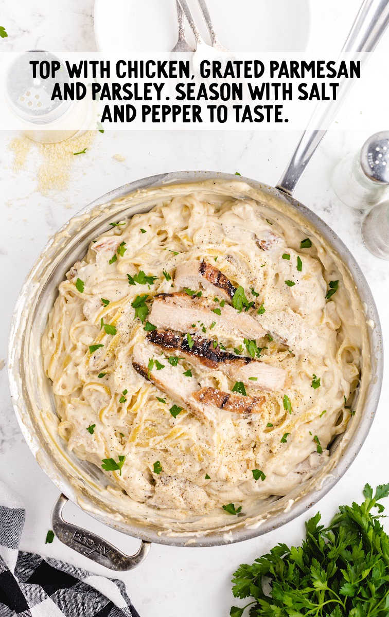 Creamy Italian Chicken with Pasta process shot of pasta in a skillet