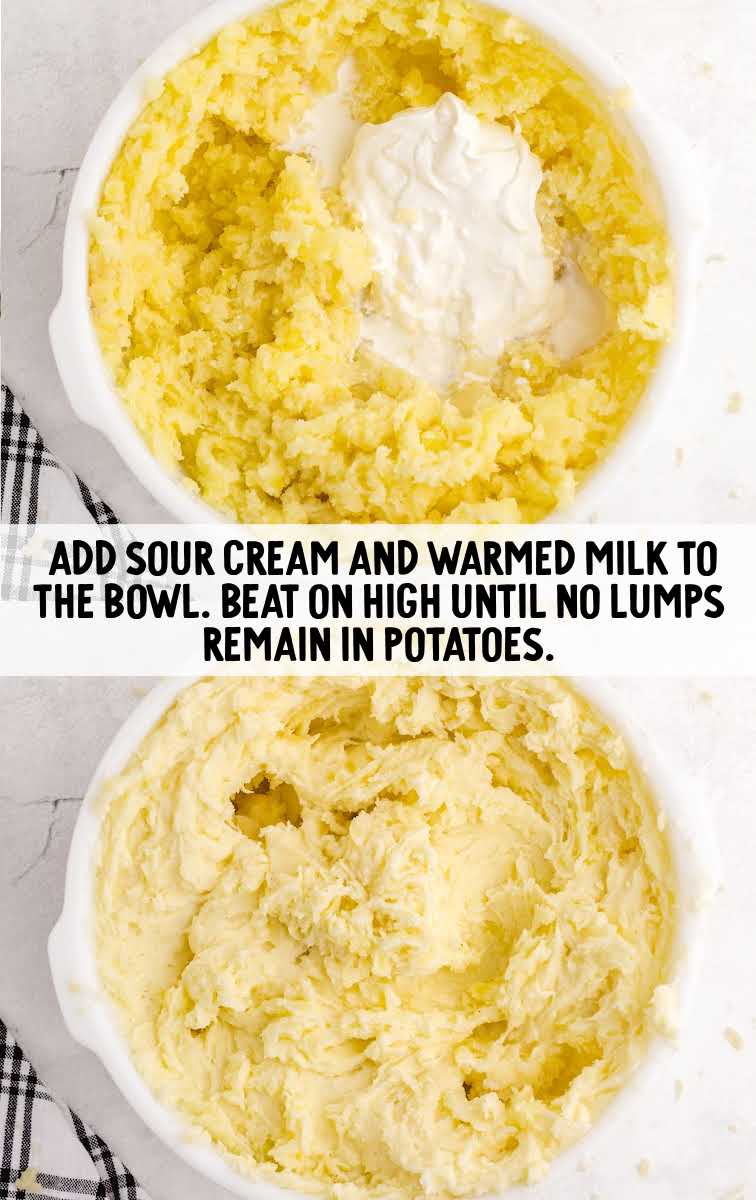 Creamy Mashed Potatoes process shot of ingredients combined together in a bowl