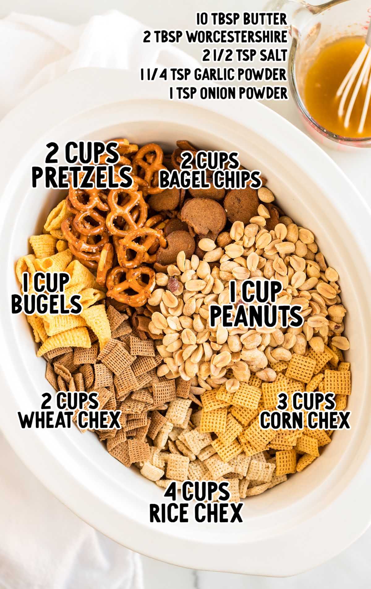 Crockpot Chex Mix raw ingredients that are labeled
