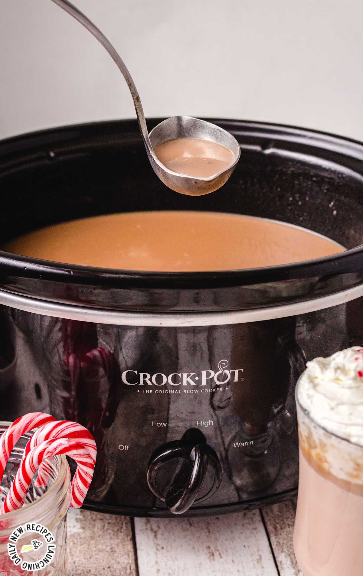 Slow Cooker Peppermint Hot Chocolate {VIDEO} - The Cookie Rookie