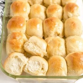 close up shot of Dinner Rolls in a baking dish