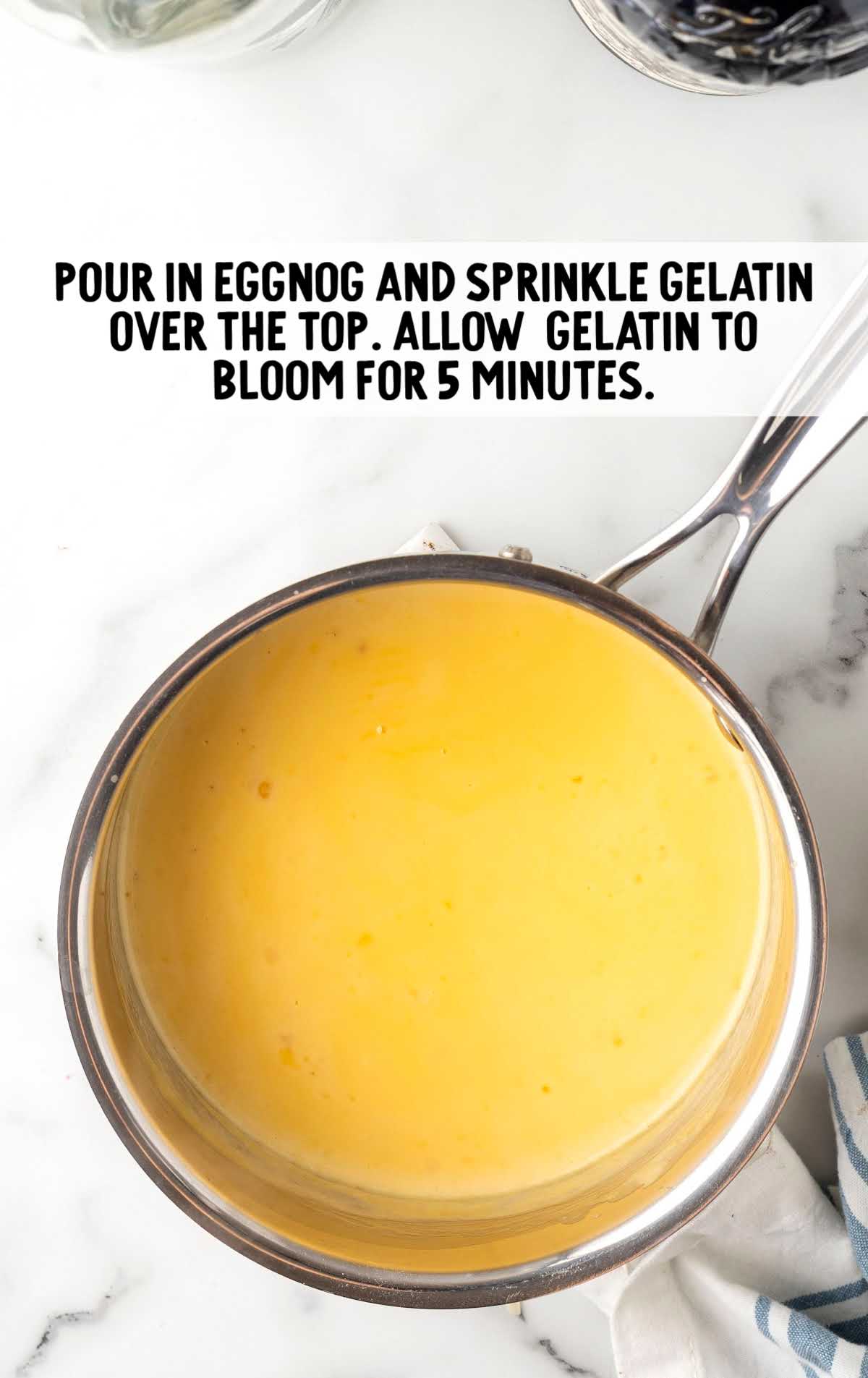 eggnog and gelatin in a pot