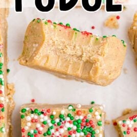 overhead shot of gingerbread fudge with a bite taken out of it