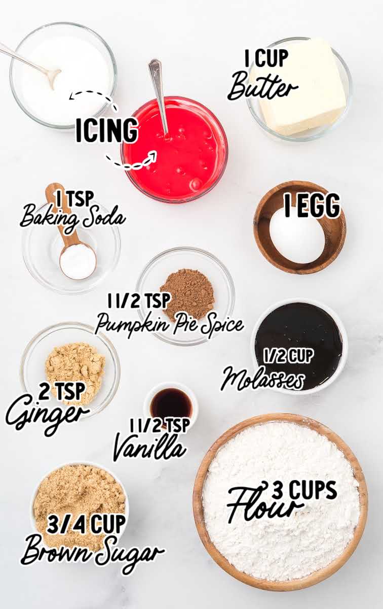 Gingerbread Men Cookies raw ingredients that are labeled