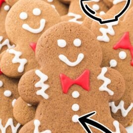 close up shot of Gingerbread Men Cookies piled on a plate