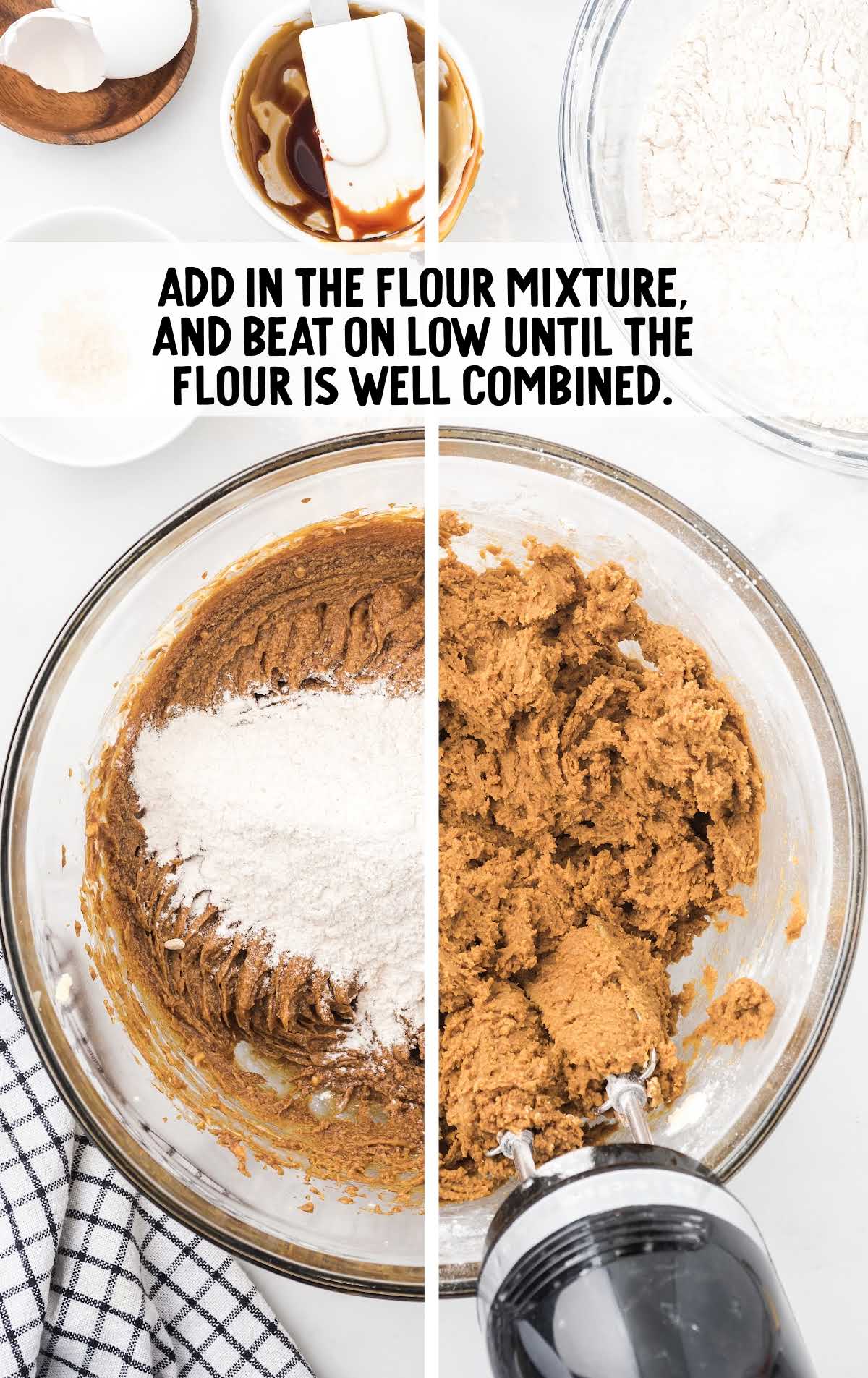 flour mixture blended in the bowl