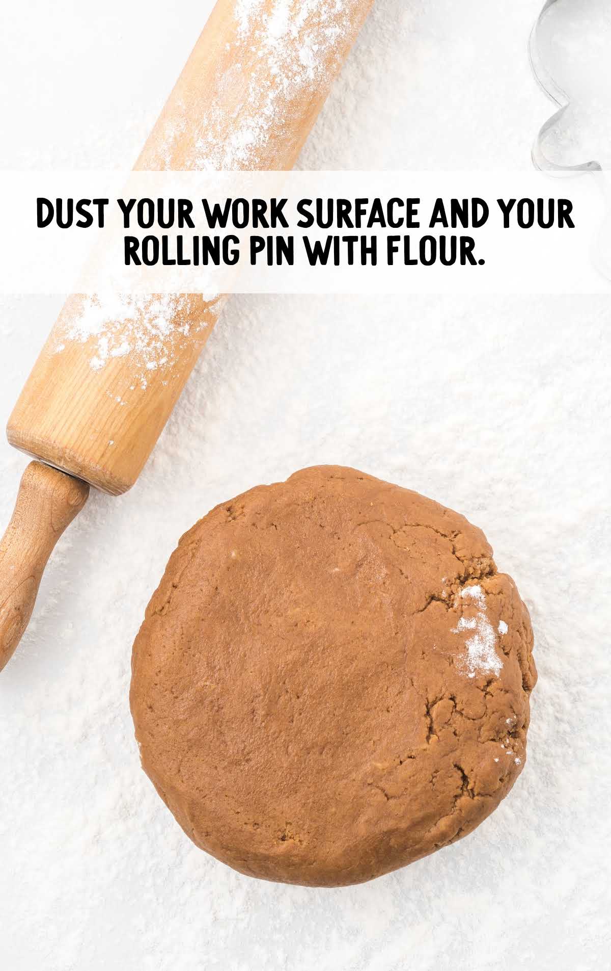 cookie dough placed on a flat surface with flour
