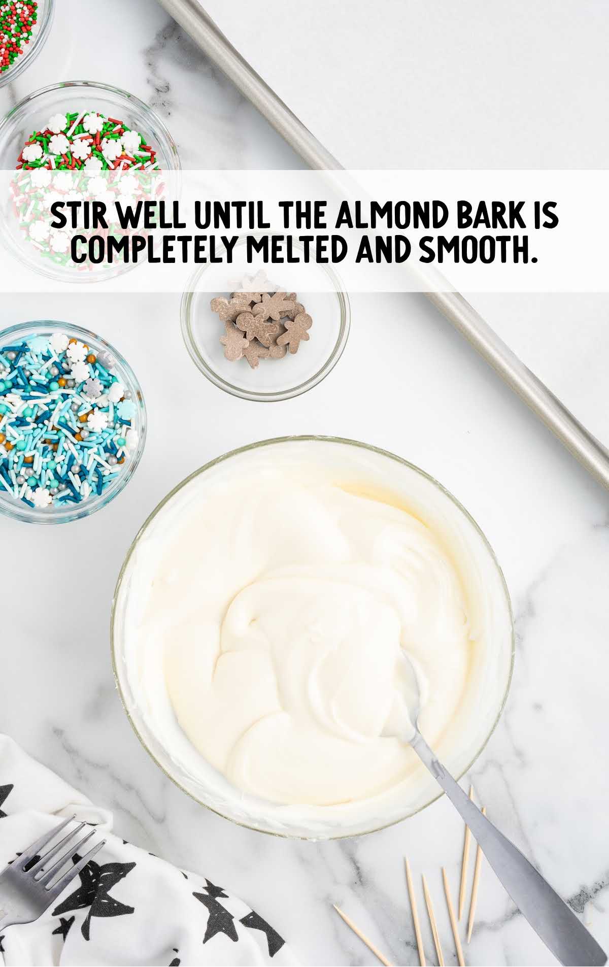 almond bark melted in a bowl