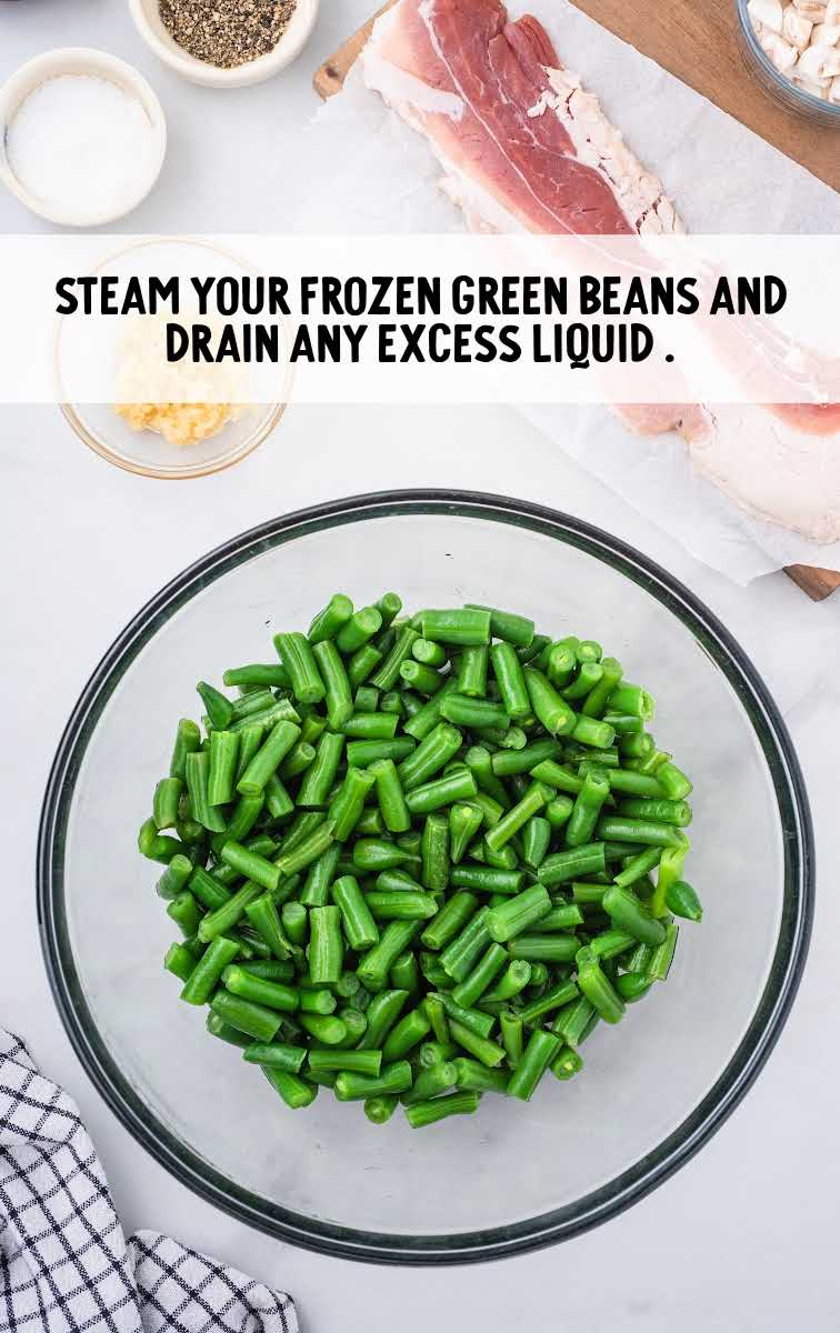 Green Bean Casserole process shot of green beans in a bowl