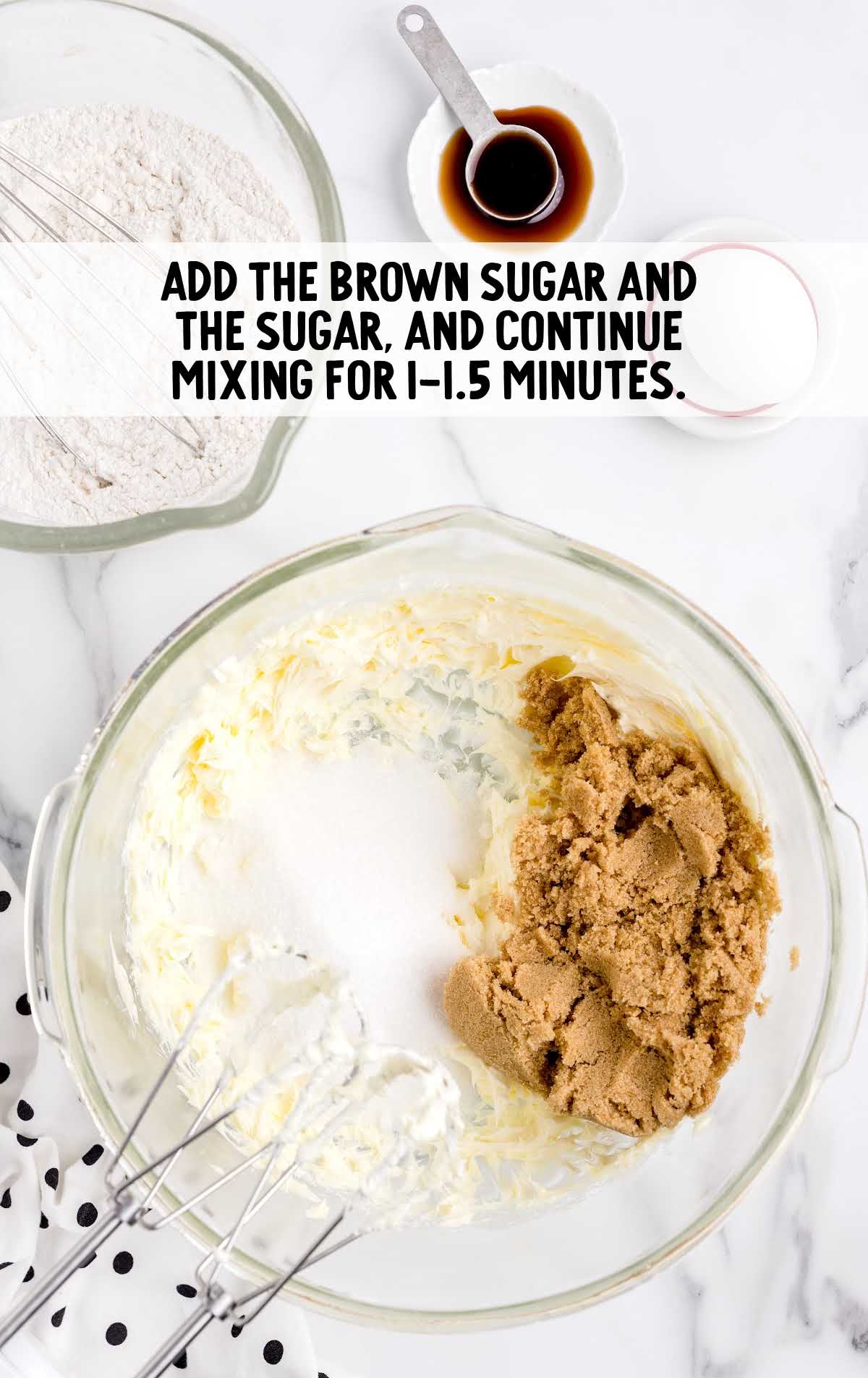 brown sugar and sugar whisked together in a bowl
