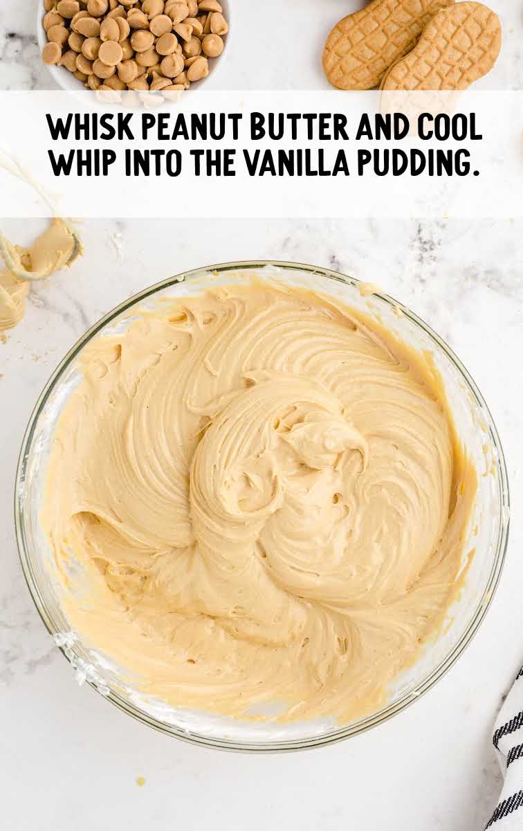 peanut butter and cool whip whisked together in a bowl