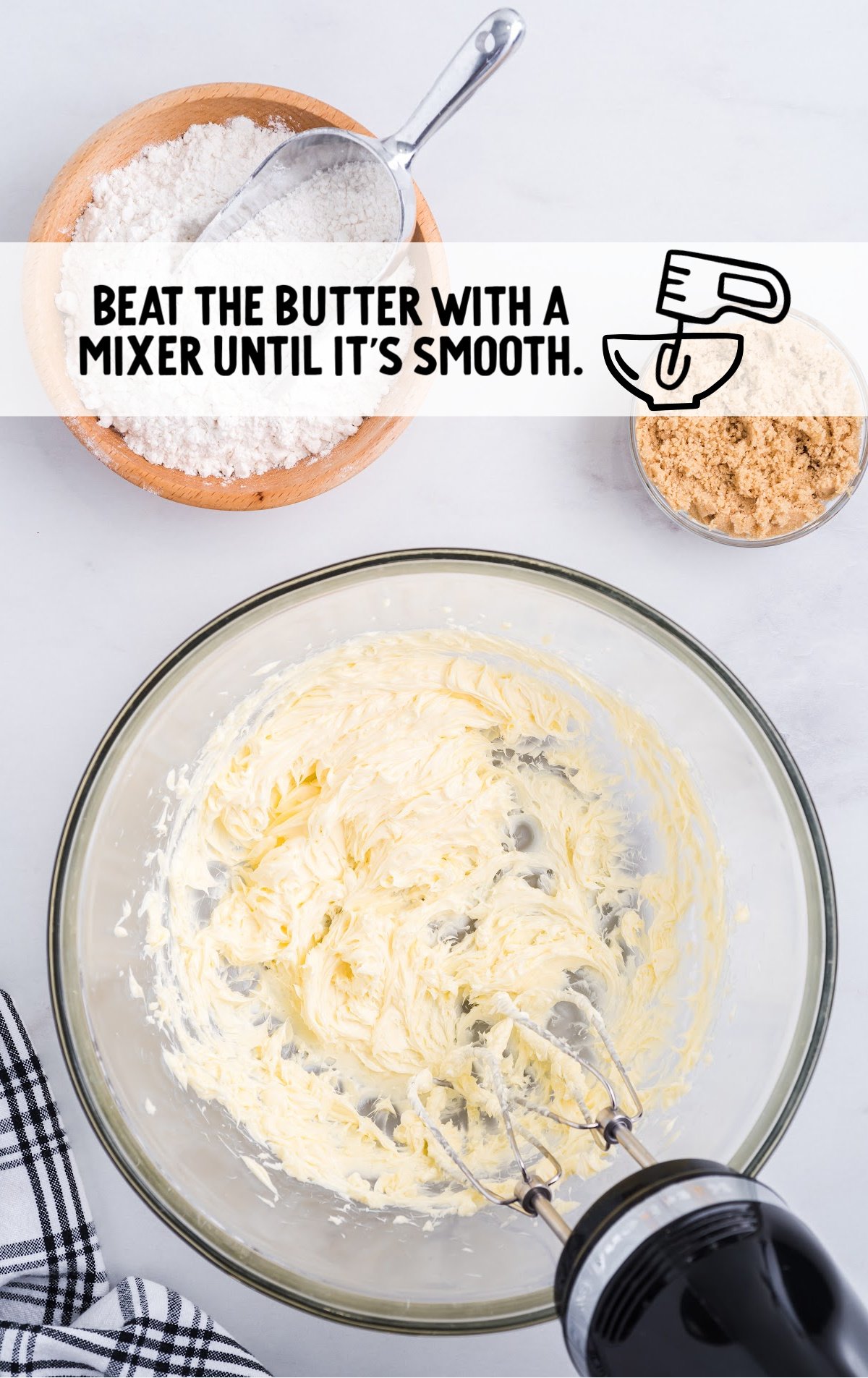 The butter is beat until creamy.