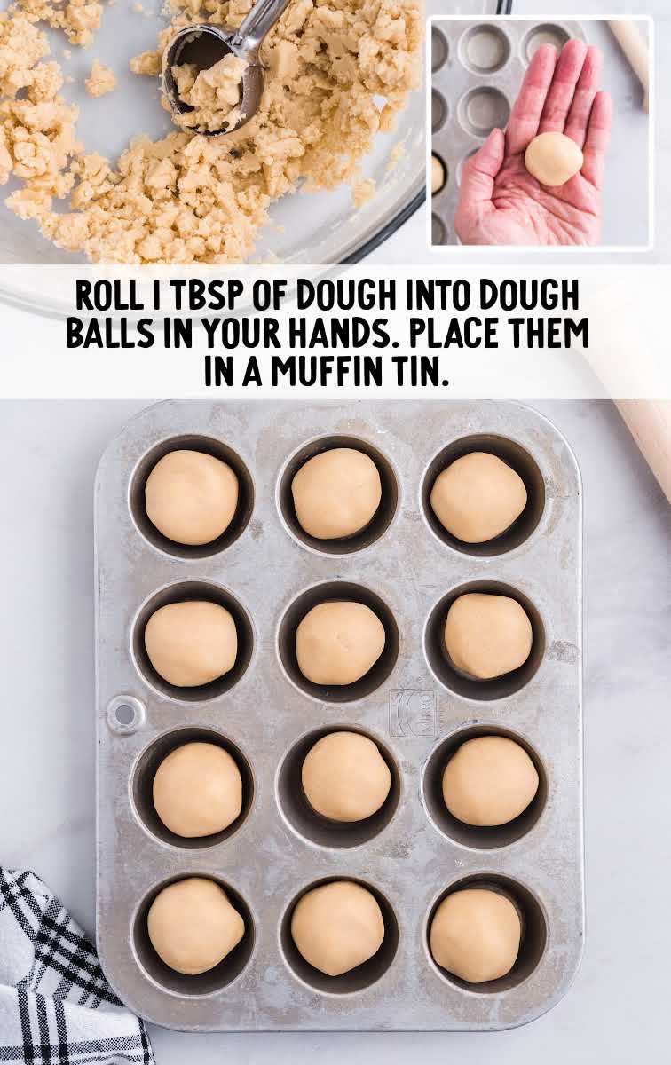 dough balls placed into muffin tins