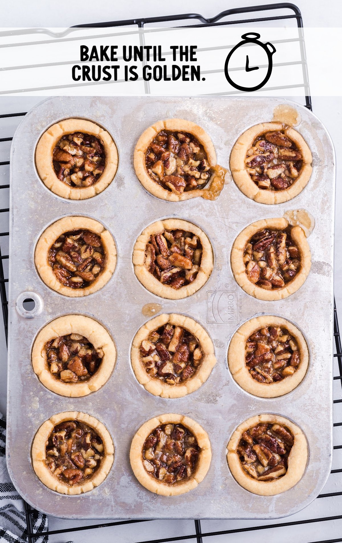 The pecan pie bites are baked.