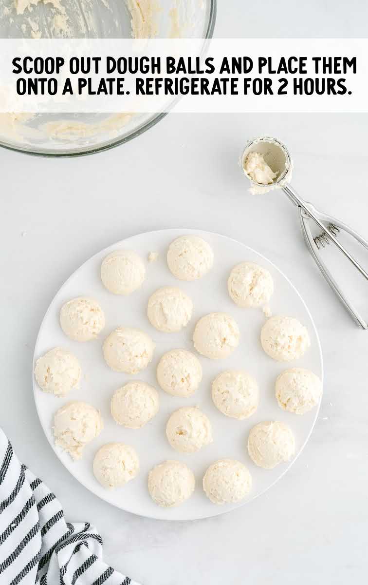 Peppermint Meltaways process shot of scoops of dough balls placed onto a plate