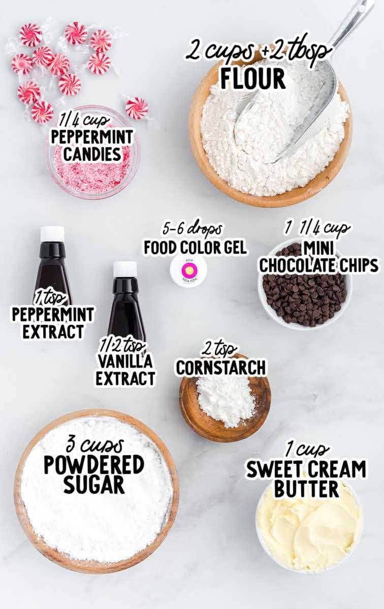 Peppermint Snowball Cookies raw ingredients that is labeled