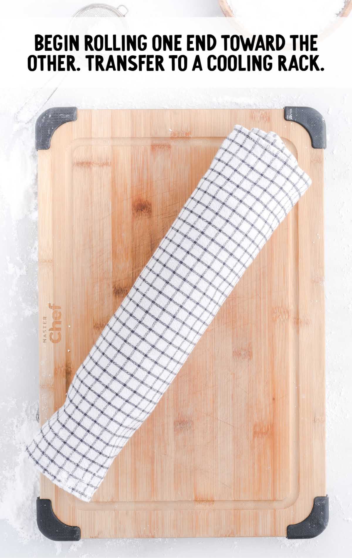 cake rolled rolled into a tea towel