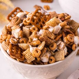 a bowl of Pumpkin Spice Chex Mix