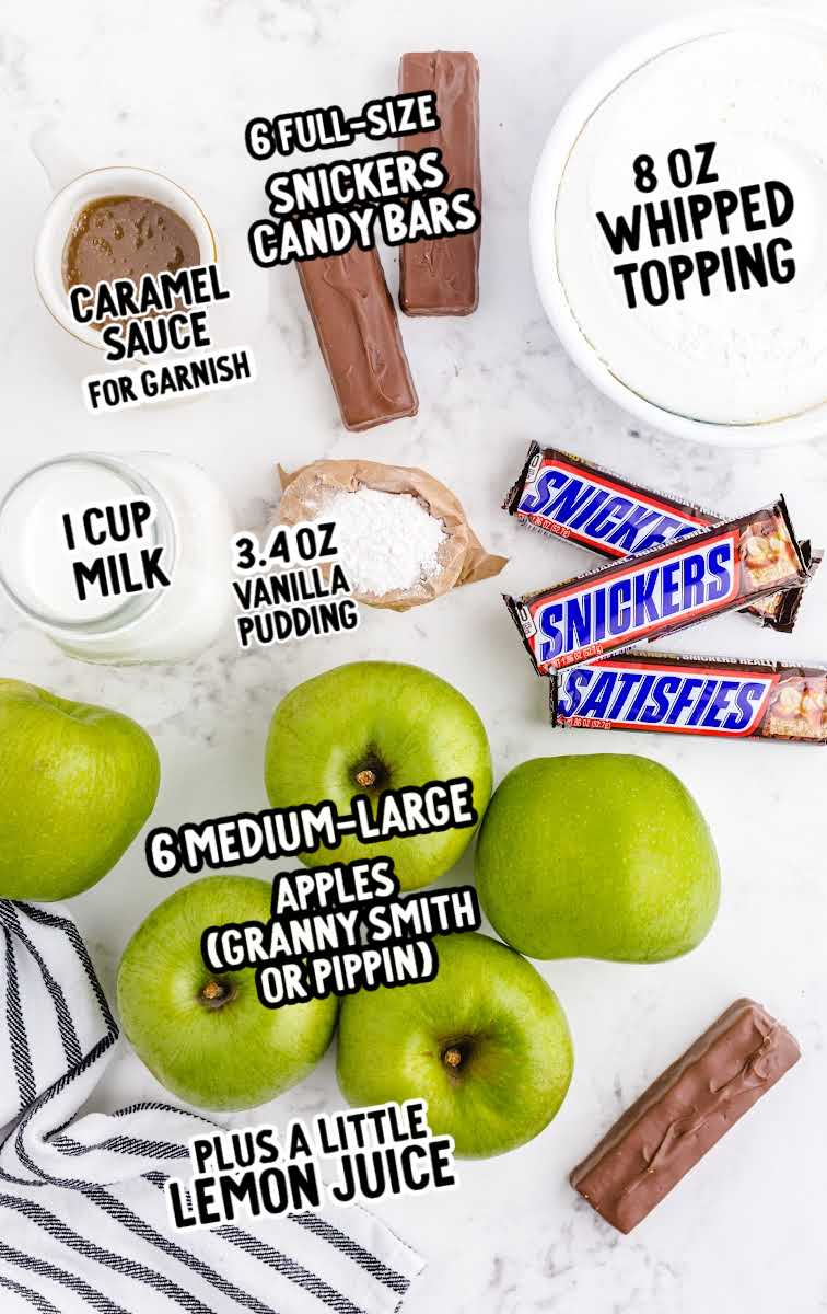 Snickers Salad raw ingredients that are labeled