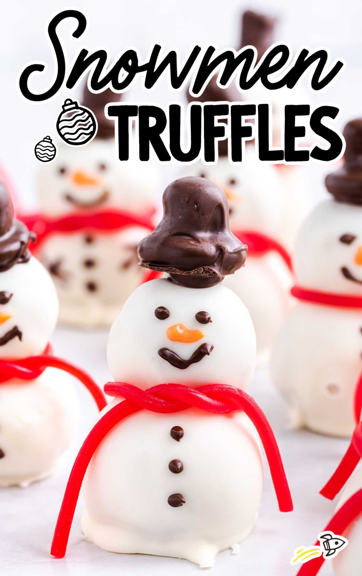 close up shot of snowmen truffles