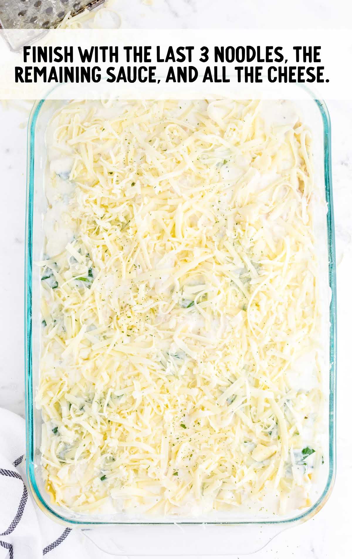 noodles ,sauce and cheese placed on top of the last layer