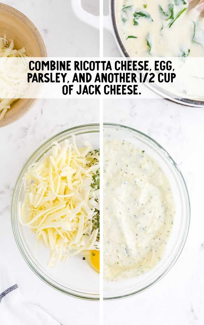 ricotta cheese, egg, parsley and jack cheese combined 