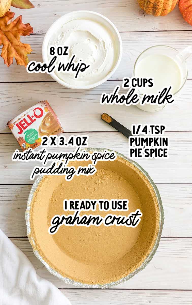 layered pumpkin spice jello pie raw ingredients that are labeled