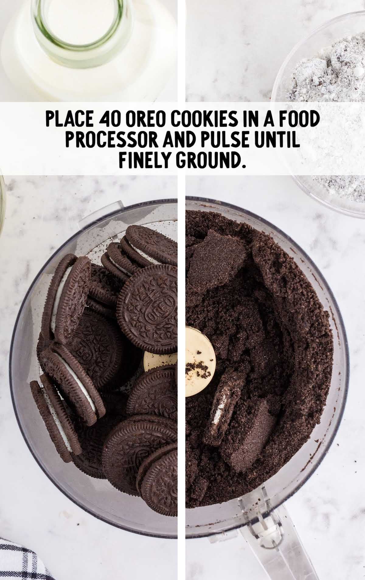 oreo cookies placed in a food processor