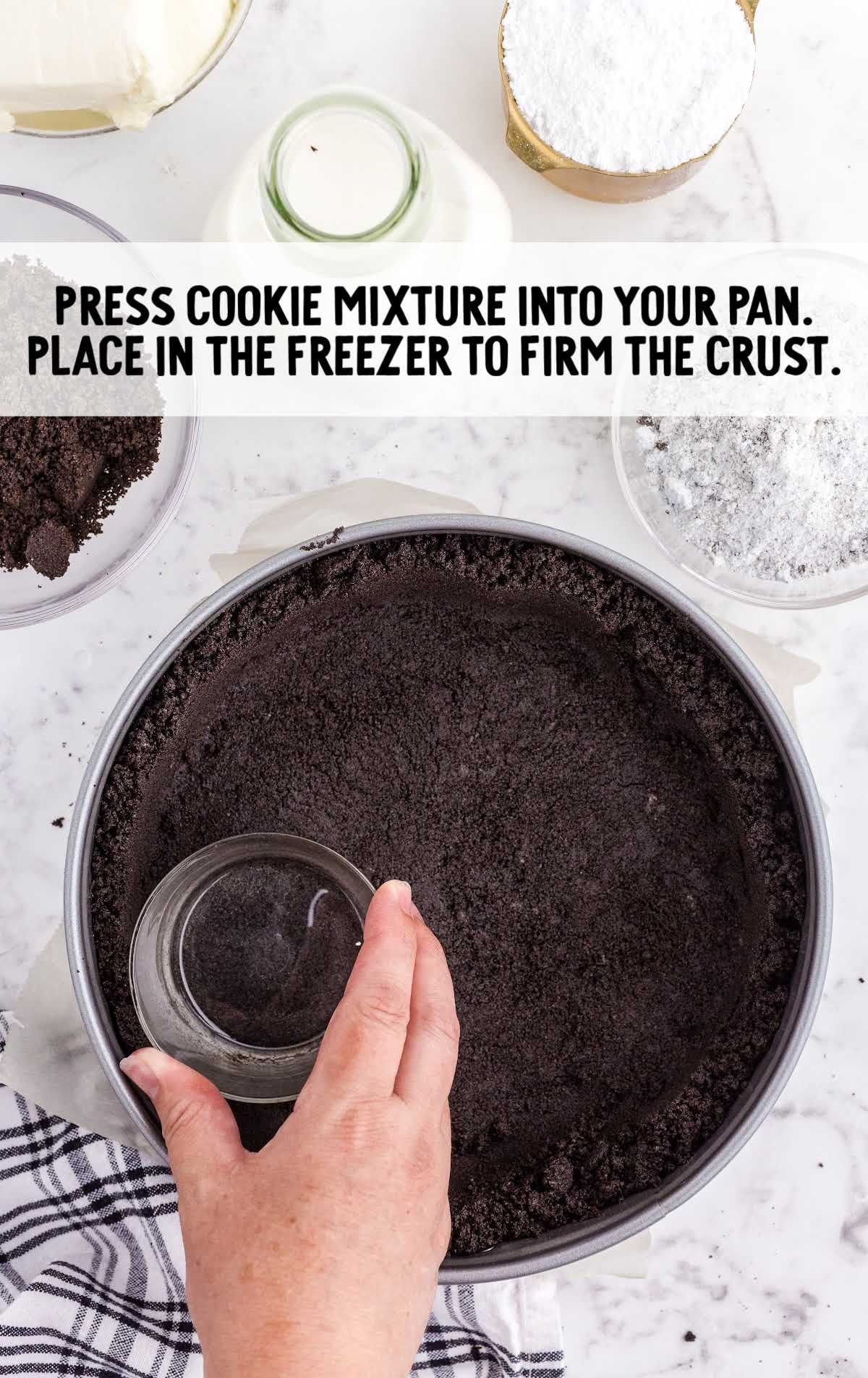 cookie mixture pressed into a pan