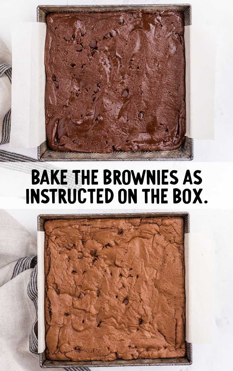 Baileys Brownies process shot of brownies baked in a pan