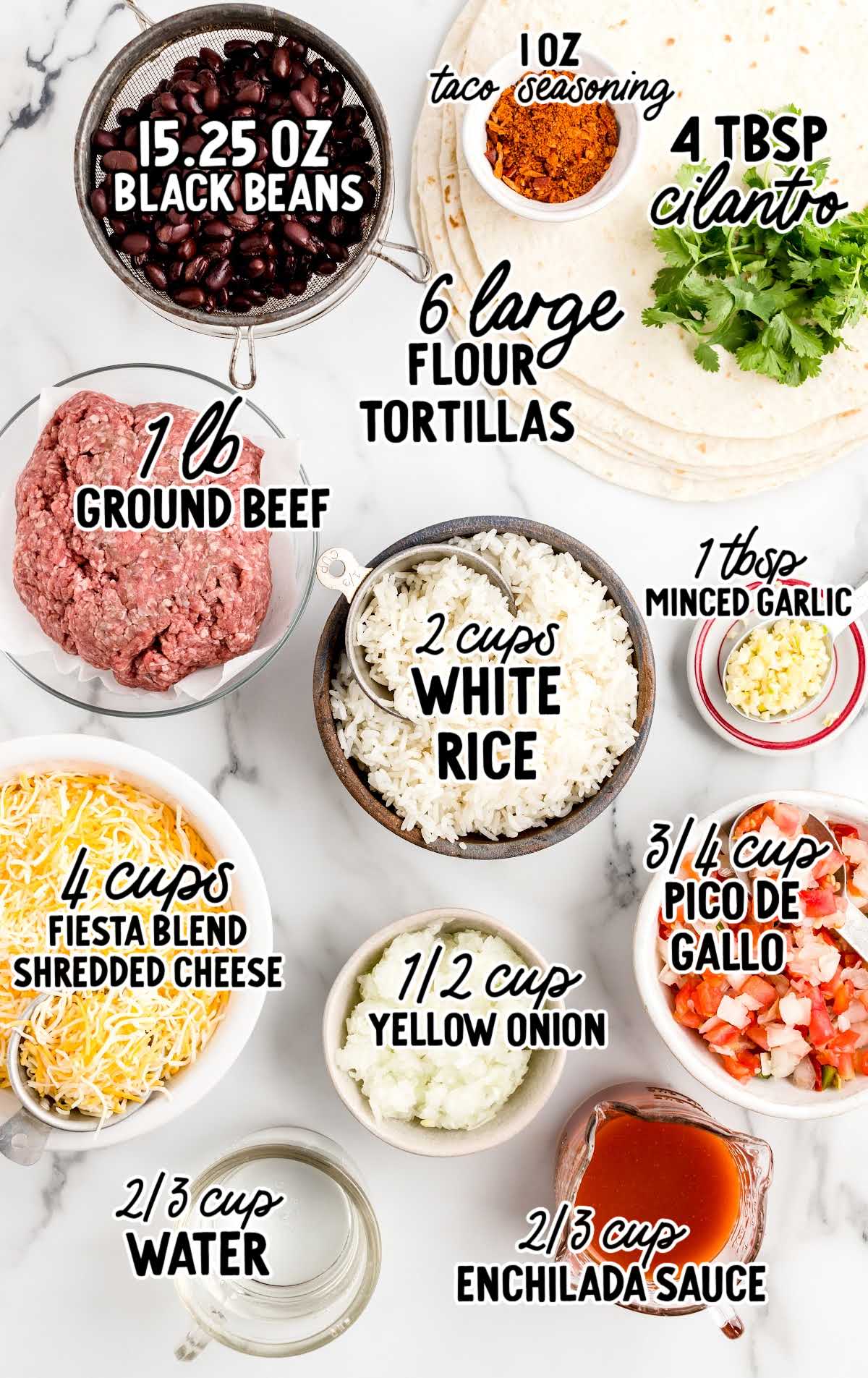 Baked Burritos raw ingredients that are labeled