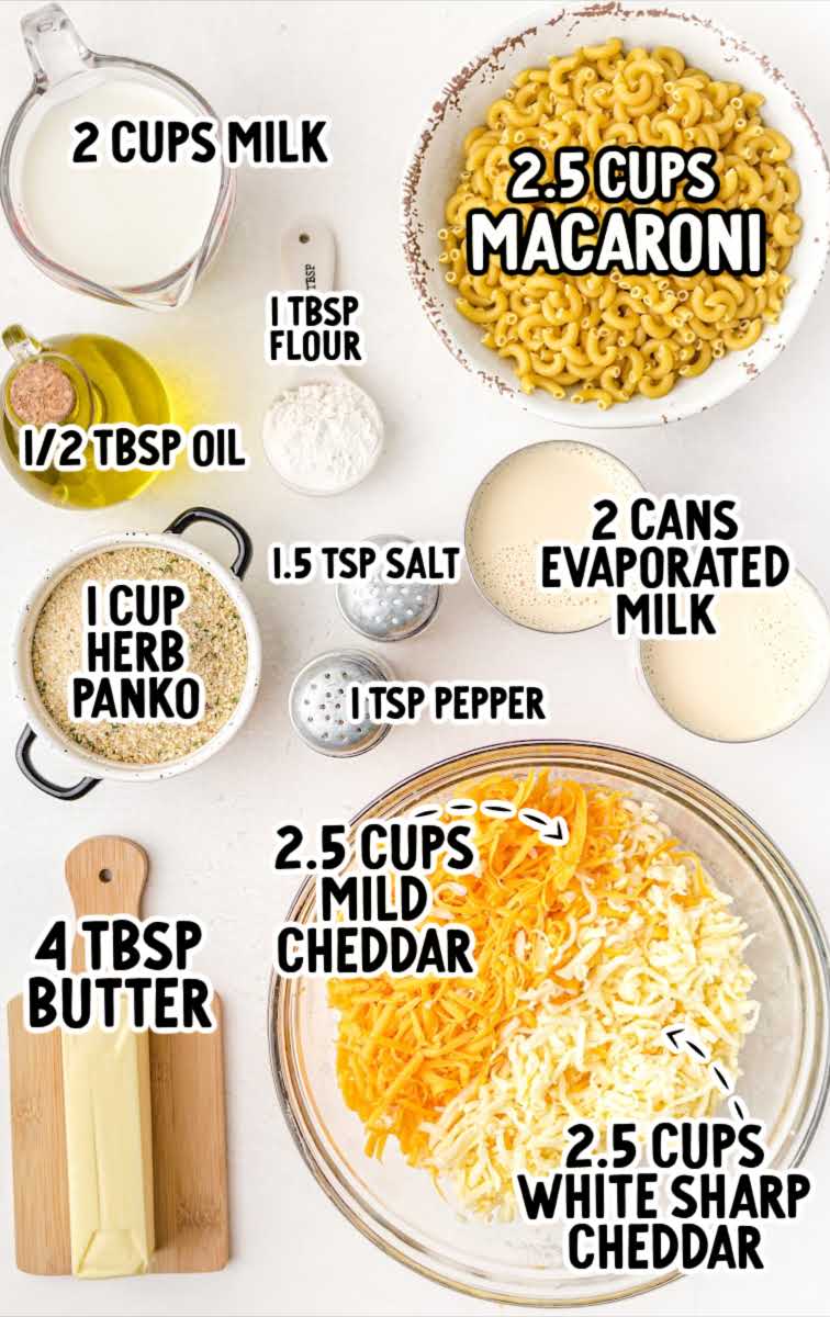 Baked Mac and Cheese raw ingredients that are labeled