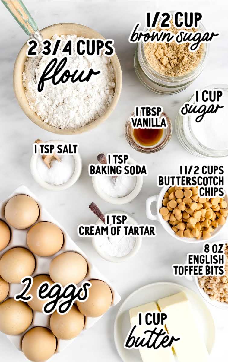Butterscotch Toffee Cookies raw ingredients that are labeled