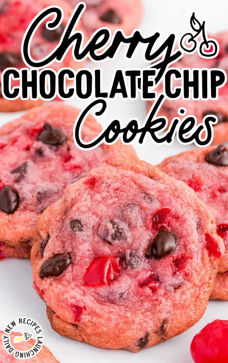 close up shot of Cherry Chocolate Chip Cookies