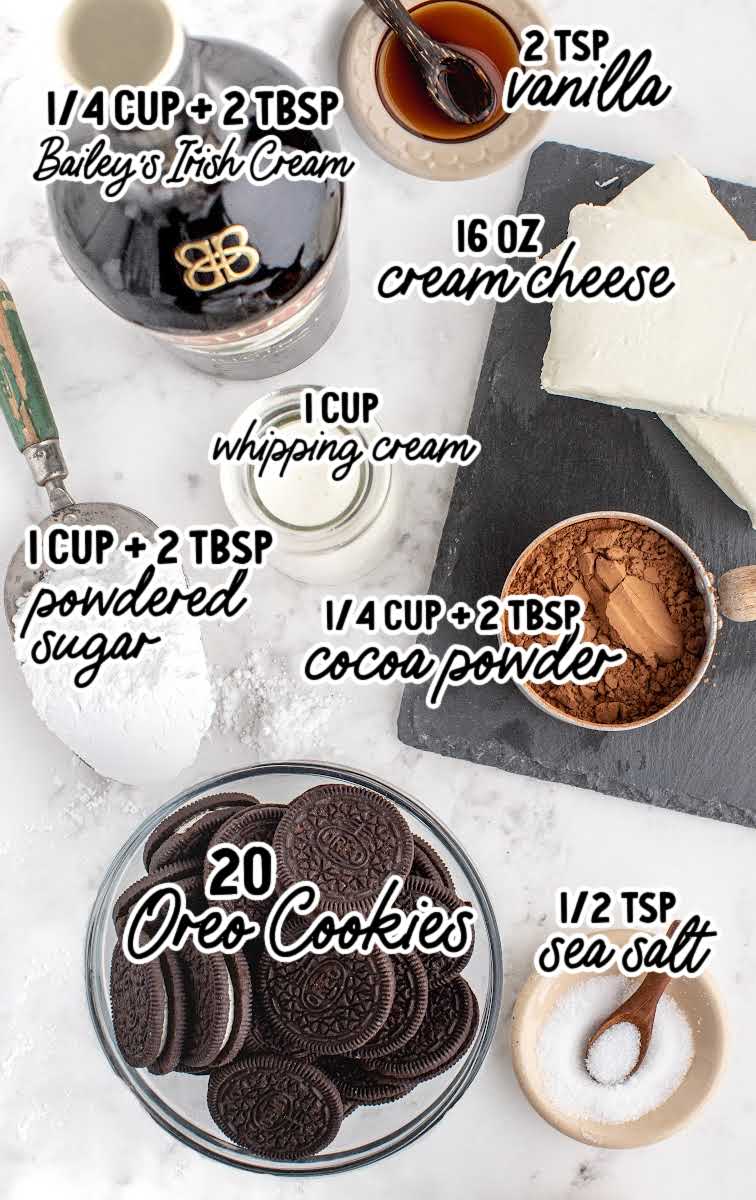 Bailey's Chocolate Cheesecake Trifle raw ingredients that are labeled
