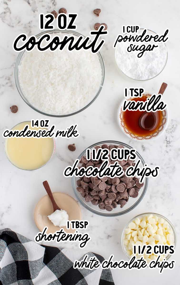 Chocolate Coconut Balls raw ingredients that are labeled