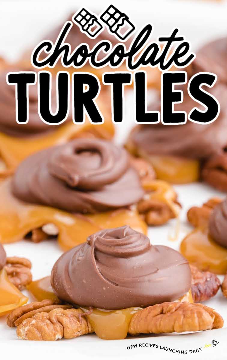 close up shot of a bunch of Chocolate Turtles