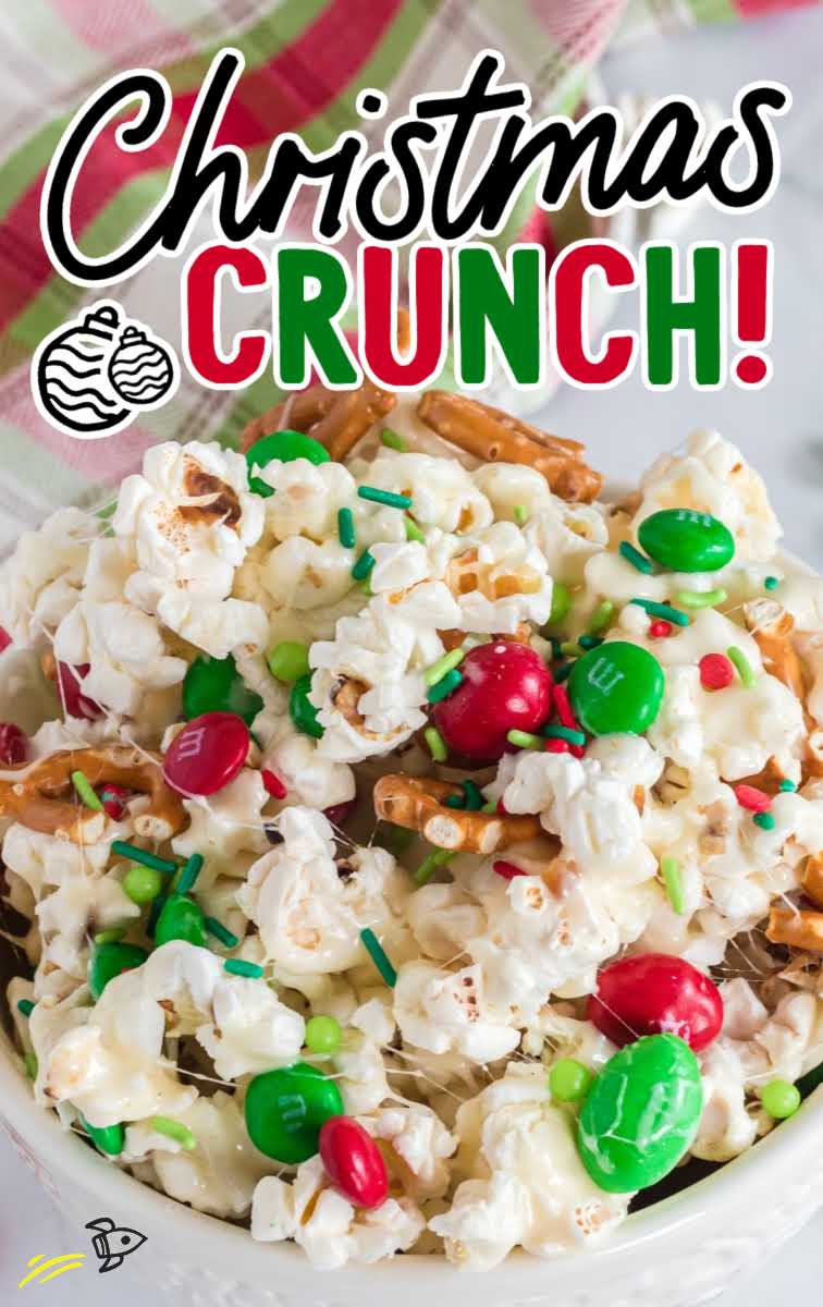 close up shot of a bowl of Christmas crunch