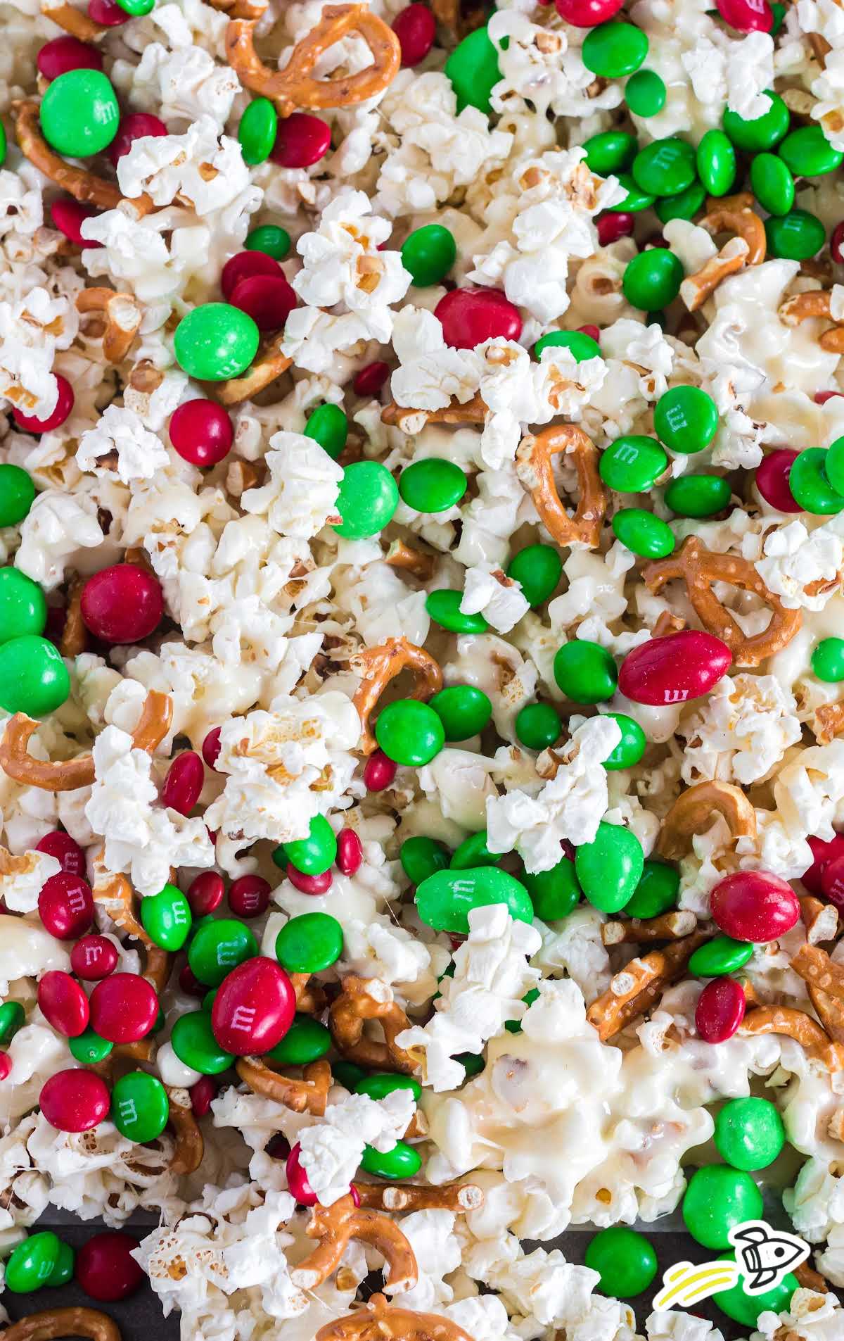 close up overhead shot of a bunch of Christmas crunch