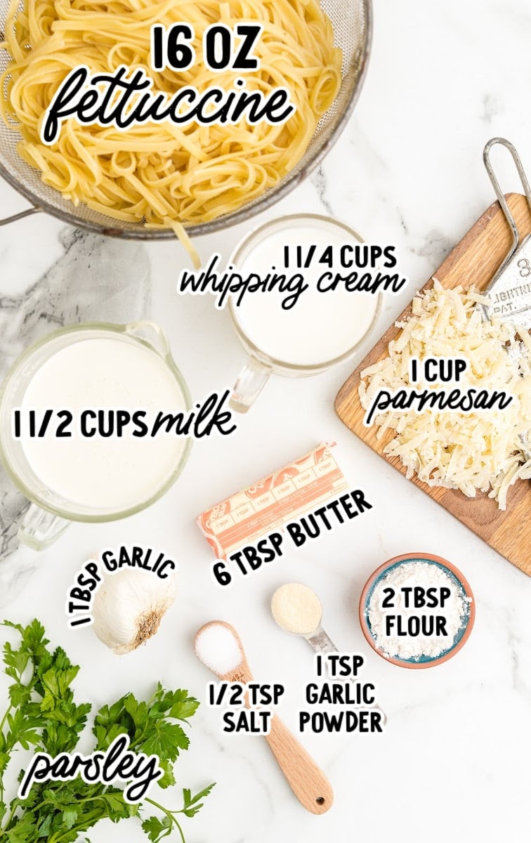 Copycat Olive Garden Alfredo Sauce raw ingredients that are labeled
