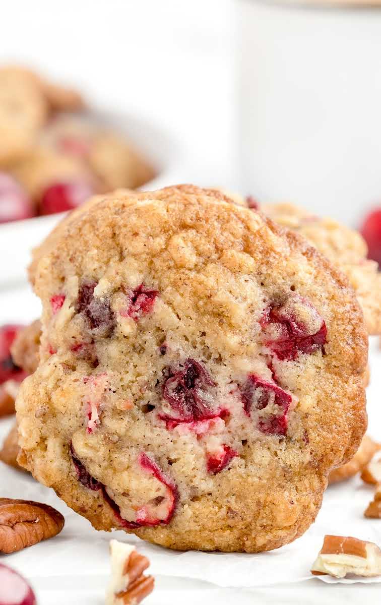 close up shot of Cranberry Pecan Oatmeal Cookies