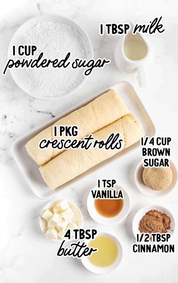 Crescent Roll Cinnamon Rolls raw ingredients that are labeled