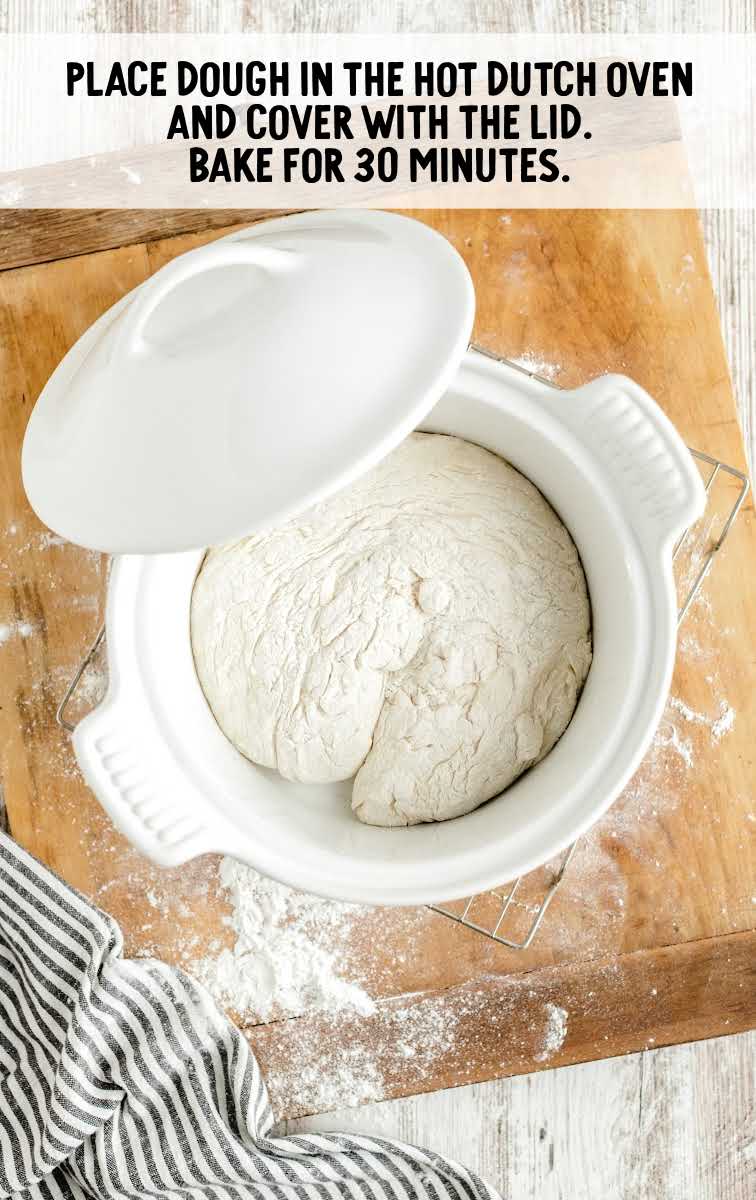 Dutch Oven Bread process shot of dough placed in a dutch oven