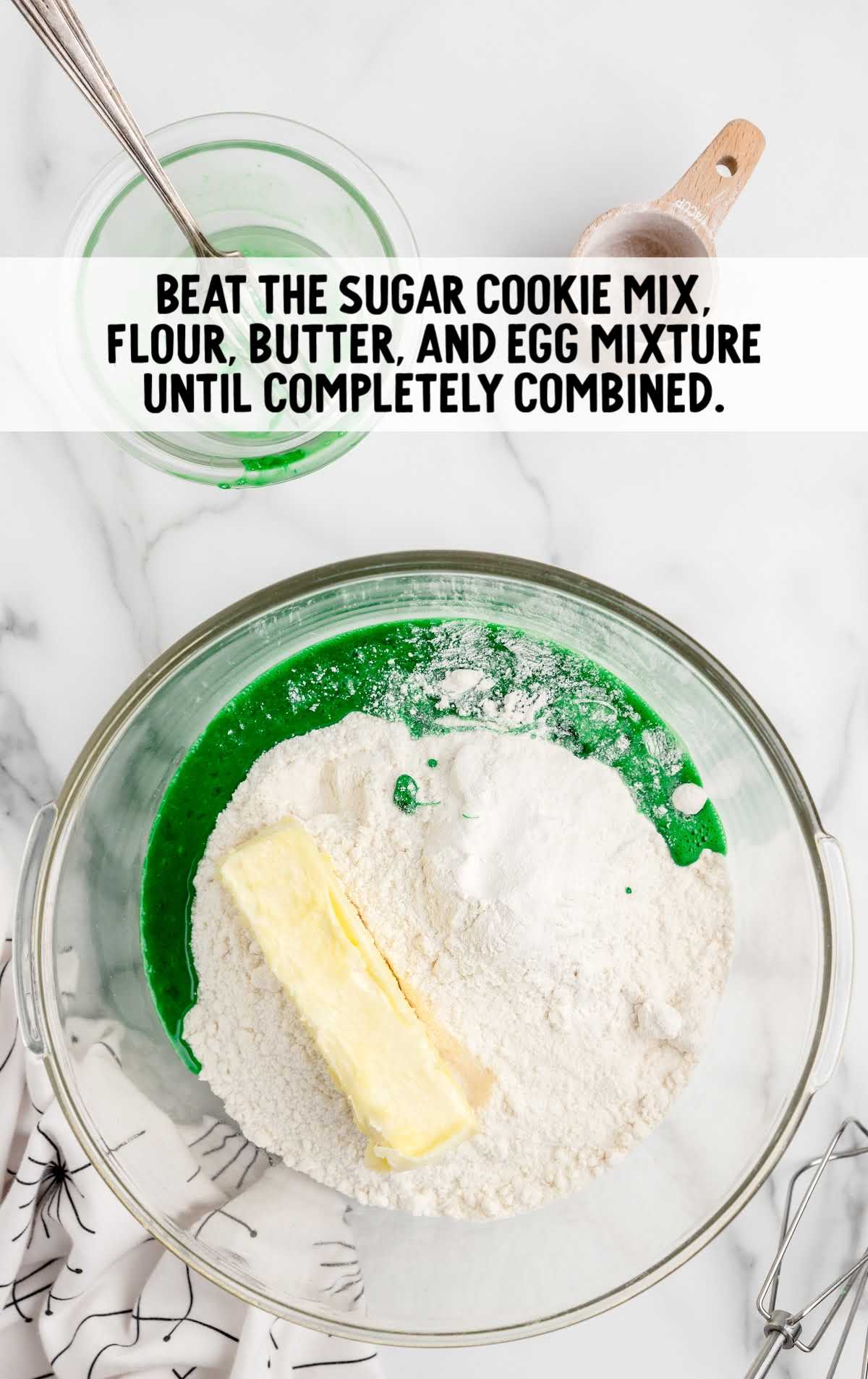 sugar cookie mix, flour, butter, and egg mixture combined