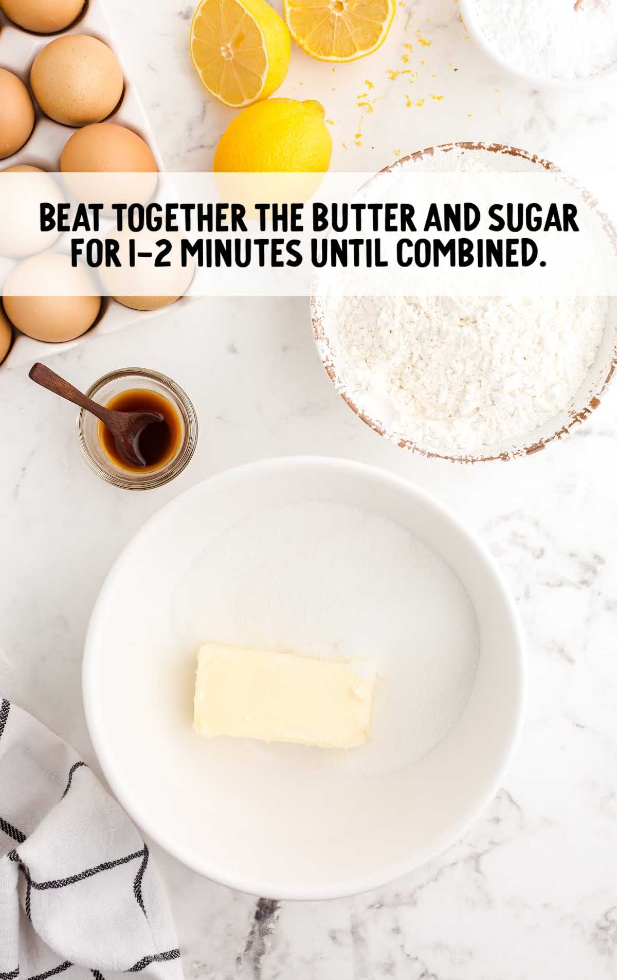 butter and sugar combined together