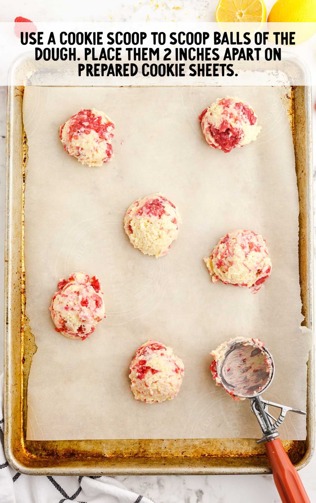 scoop dough balls using cookie scooper