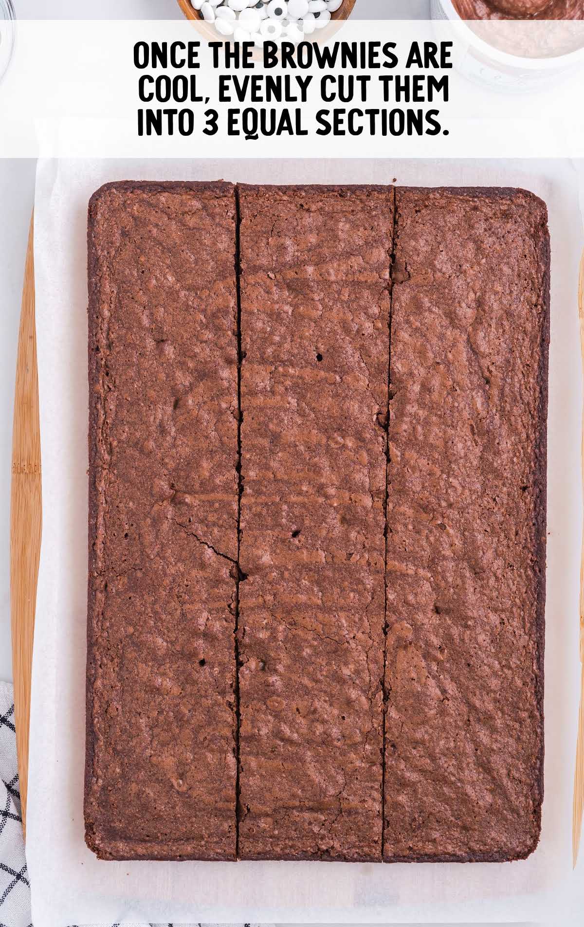brownie cut into sections