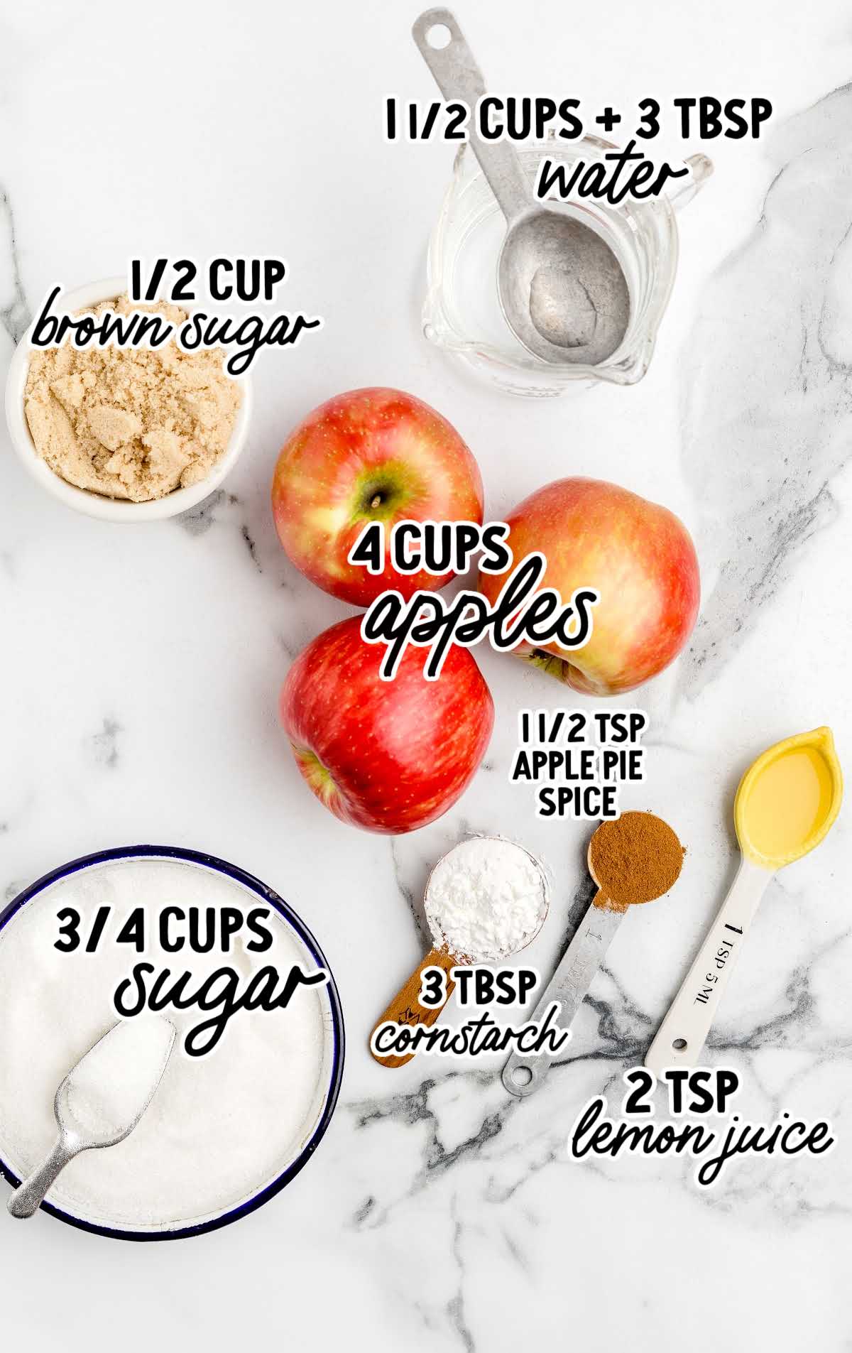apple pie filling raw ingredients that are labeled